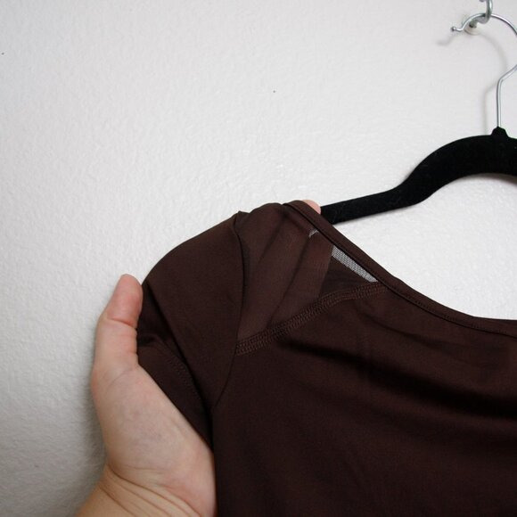 NWT BuffBunny Solar Banded Short Sleeve Crop Top Mesh Brown Small - Picture 3 of 6
